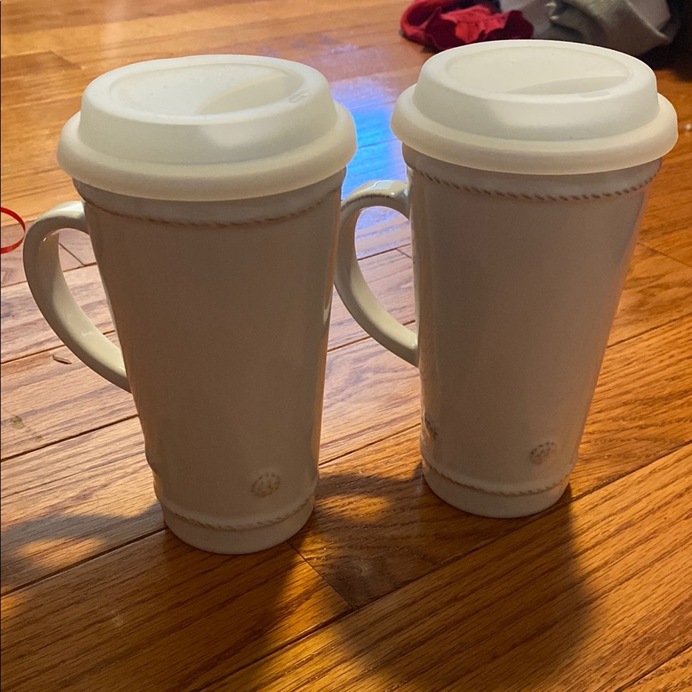 JULISKA | White Ceramic Travel Mugs with Lids